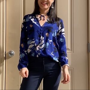 Yumi Kim 100% Silk Victorian Collar Floral Blouse